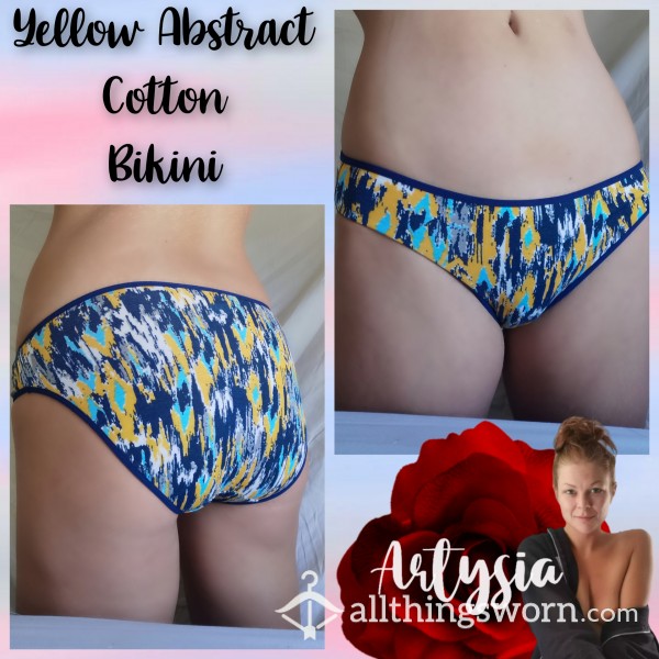 Yellow Abstract Cotton Bikini