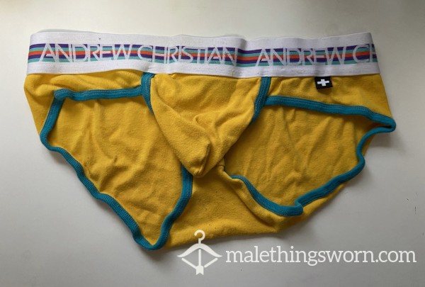 Yellow Briefs With Teal Piping Size XL (35-38 In / 89-96 Cm)