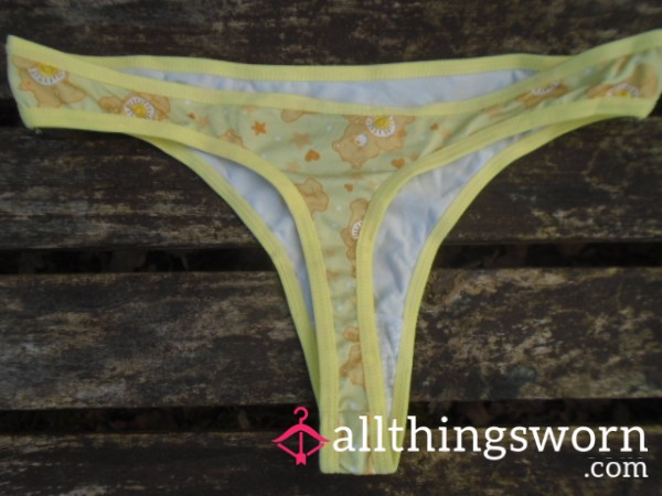 💛Yellow Care Bear Pattern Thongs💛