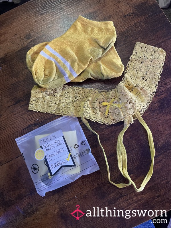 Yellow Crew Socks W/ Bonus Undies