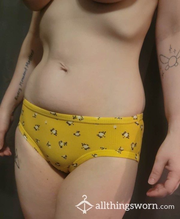 Yellow Flower Print Boyshort