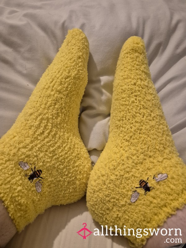 Yellow Fluffy Ankle Socks