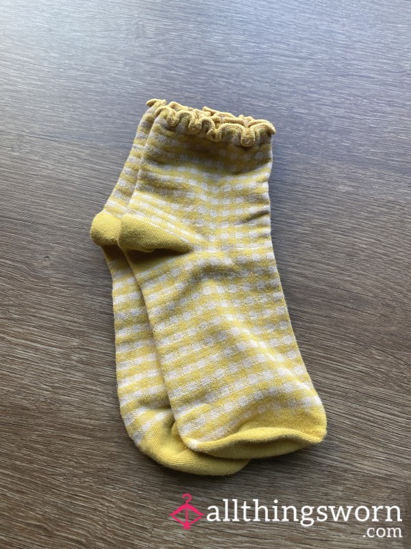 Yellow Gingham Socks