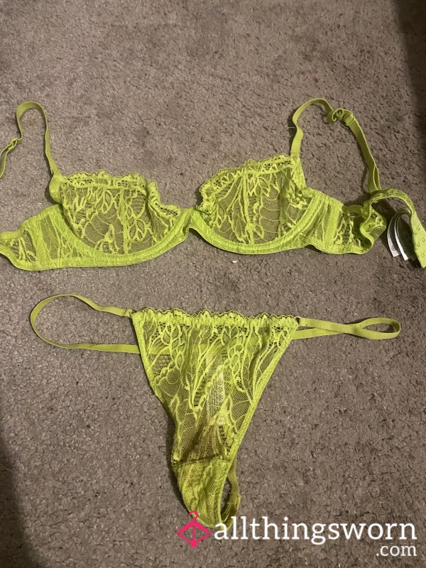 Yellow Lace Bra And Pantie Set