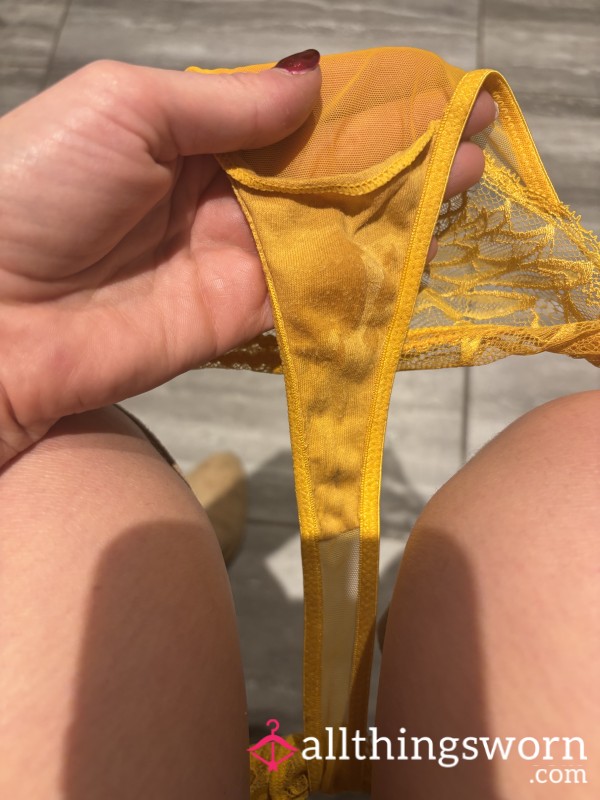 Yellow Lace Panties Knickers Worn To A Family Meal