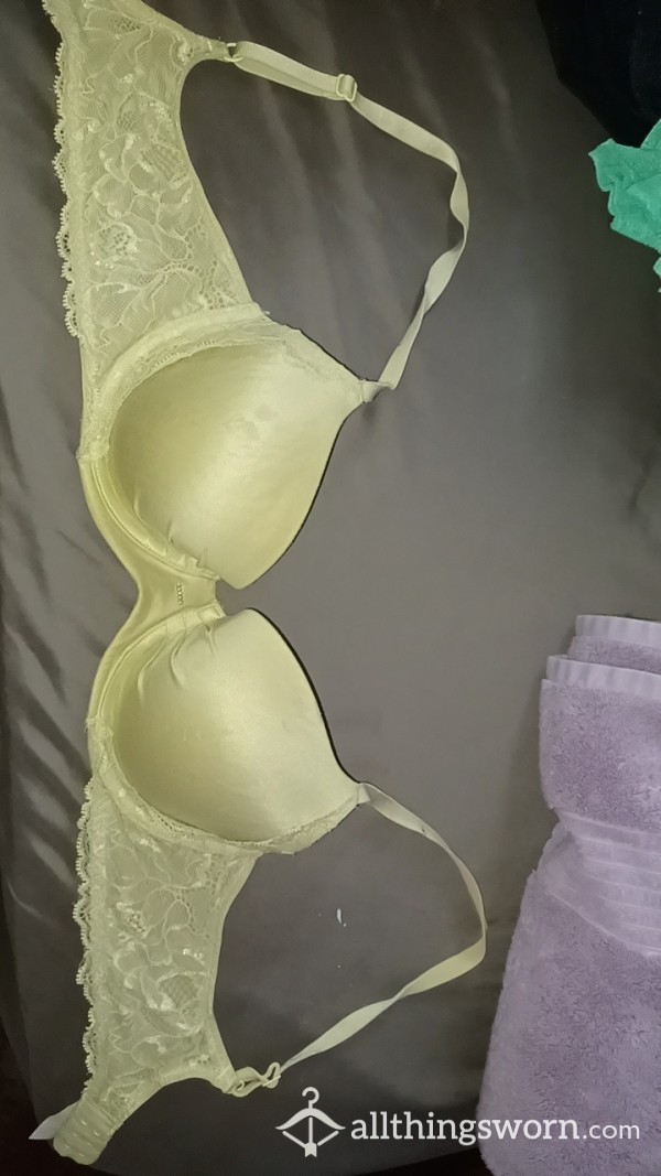 Yellow Lacy Push Up Bra