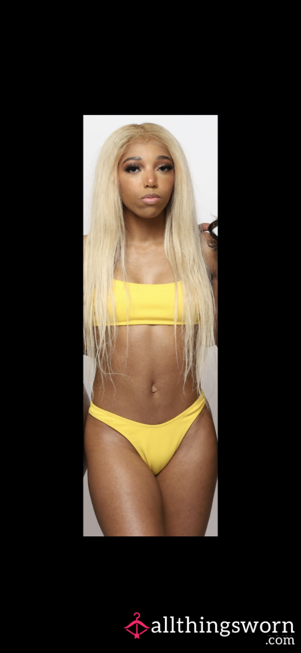 Yellow Ribbed Swimsuit