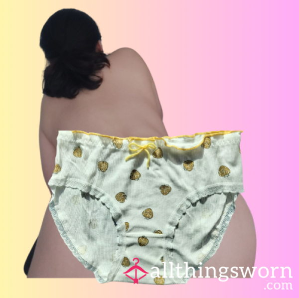 Yellow Strawberries Pattern Panties (Worn For 72 Hours, Shipping Fee Not Included)