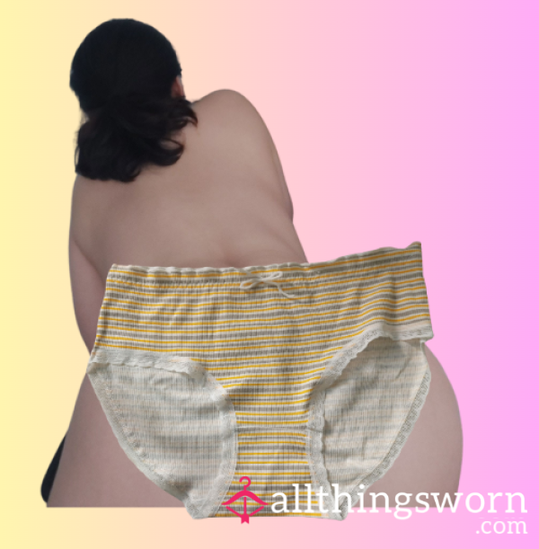 Yellow Stripes Panties (Worn For 72 Hours, Shipping Fee Not Included)