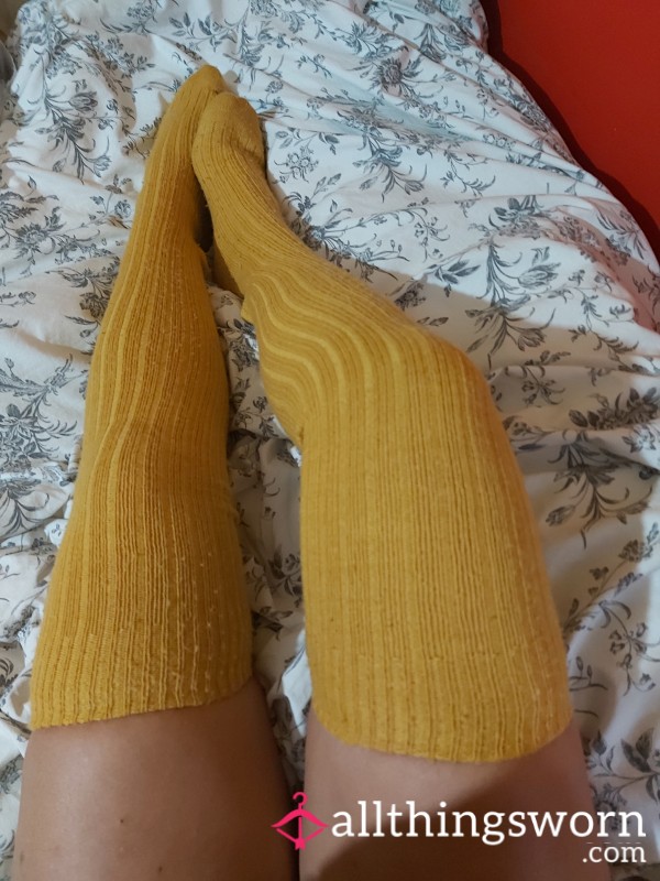 Yellow Thigh High Socks