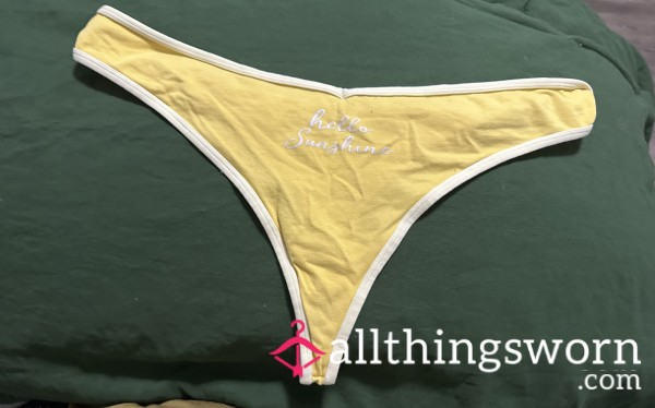 Yellow Thong. Creamy Wet Available For Custom Wear