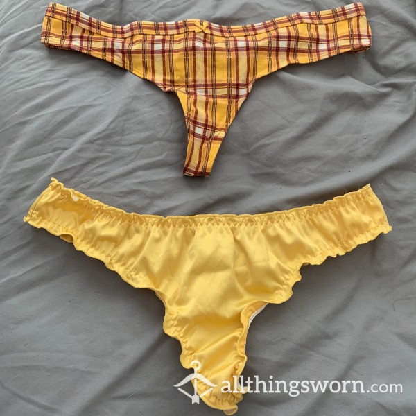 💛YELLOW THONGS💛 Cotton, Satin - You Pick!