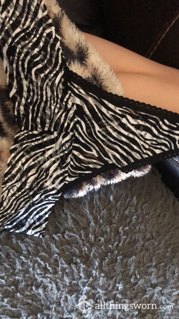 Zebra Print Lacey Thong